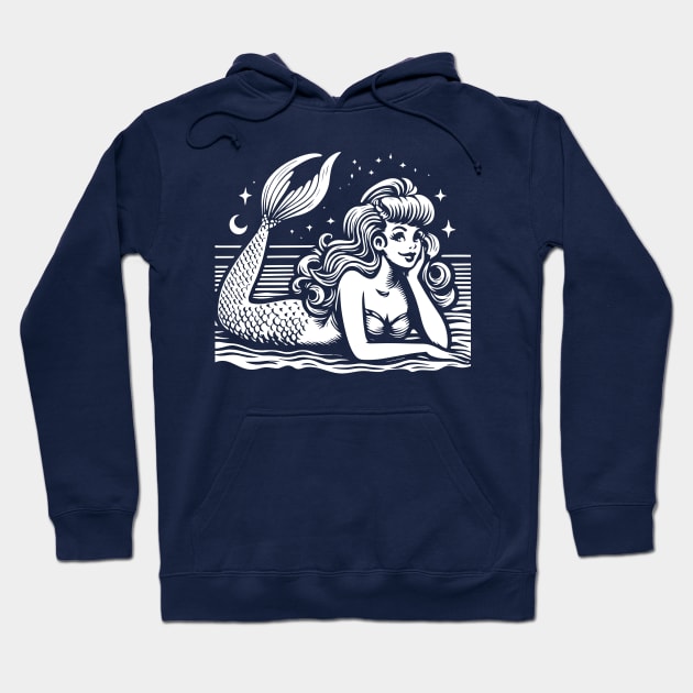 Linocut Mermaid Hoodie by n23tees